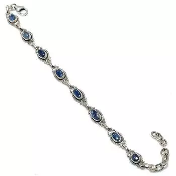 Natural Blue Kyanite Gemstone 925 Solid Sterling Silver Gift Bracelet 7-8 t7q47
