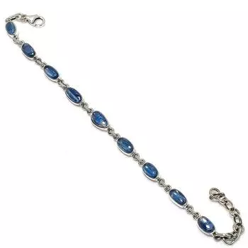 Natural Blue Kyanite Gemstone 925 Solid Sterling Silver Gift Bracelet 7-8 z0W44