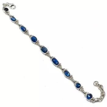 Natural Blue Kyanite Gemstone 925 Solid Sterling Silver Gift Bracelet 7-8 U4z14
