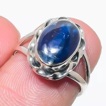 Натуральный голубой кианит драгоценный камень ручная работа 925 чистое серебро ювелирное кольцо размер 6 h3c25