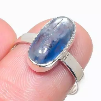 Natural Blue Kyanite Gemstone Handmade 925 Solid Silver Jewelry Ring Size 7 r9J87