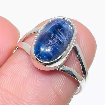 Natural Blue Kyanite Gemstone Handmade 925 Solid Silver Jewelry Ring Size 6 W5h45
