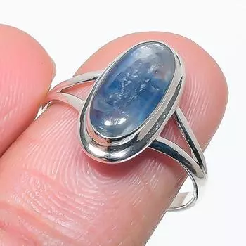 Natural Blue Kyanite Gemstone Handmade 925 Solid Silver Jewelry Ring Size 8 s4z00