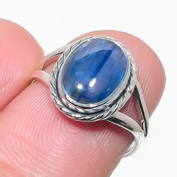 Natural Blue Kyanite Gemstone Handmade 925 Solid Silver Jewelry Ring Size 6 U3Y92