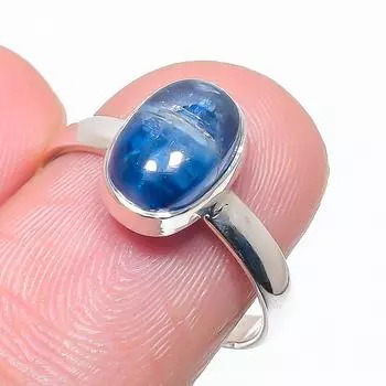 Natural Blue Kyanite Gemstone Handmade 925 Solid Silver Jewelry Ring Size 8 K8Y16