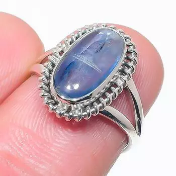 Natural Blue Kyanite Gemstone Handmade 925 Solid Silver Jewelry Ring Size 6 U2K85