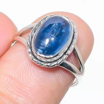 Natural Blue Kyanite Gemstone Handmade 925 Solid Silver Jewelry Ring Size 6 I0t81
