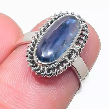 Natural Blue Kyanite Gemstone Handmade 925 Solid Silver Jewelry Ring Size 6 b7g24