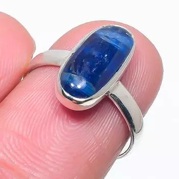 Natural Blue Kyanite Gemstone Handmade 925 Solid Silver Jewelry Ring Size 7 w6v67