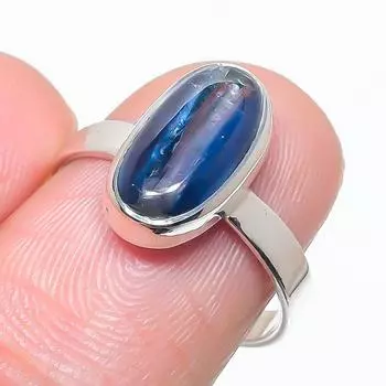 Natural Blue Kyanite Gemstone Handmade 925 Solid Silver Jewelry Ring S.7.5 g9y43