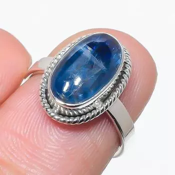 Natural Blue Kyanite Gemstone Handmade 925 Solid Silver Jewelry Ring Size 6 n2i50
