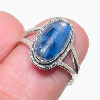 Natural Blue Kyanite Gemstone Handmade 925 Solid Silver Jewelry Ring Size 6 b4w61
