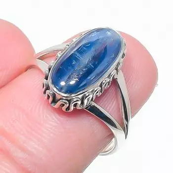 Natural Blue Kyanite Gemstone Handmade 925 Solid Silver Jewelry Ring Size 7 w2G44
