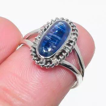 Natural Blue Kyanite Gemstone Handmade 925 Solid Silver Jewelry Ring Size 6 M9L81
