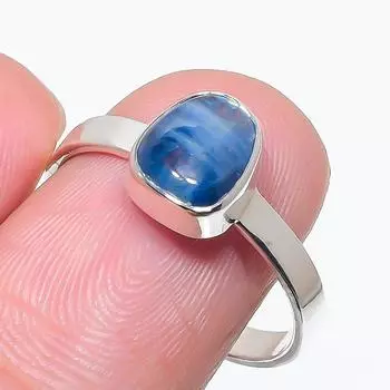 Natural Blue Kyanite Gemstone Handmade 925 Solid Silver Jewelry Ring S.10 A3a13