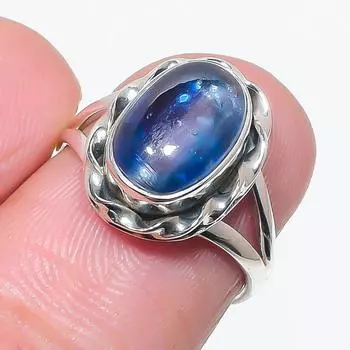 Natural Blue Kyanite Gemstone Handmade 925 Solid Silver Jewelry Ring Size 6 V9A90
