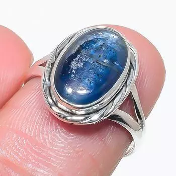 Natural Blue Kyanite Gemstone Handmade 925 Solid Silver Jewelry Ring S.6.5 N3W91