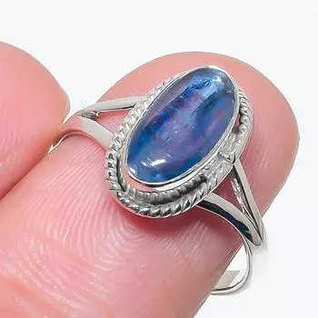 Natural Blue Kyanite Gemstone Handmade 925 Solid Silver Jewelry Ring Size 8 w6s09