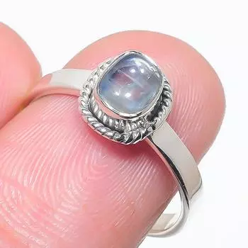 Natural Blue Kyanite Gemstone Handmade 925 Solid Silver Jewelry Ring Size 8 c4f79