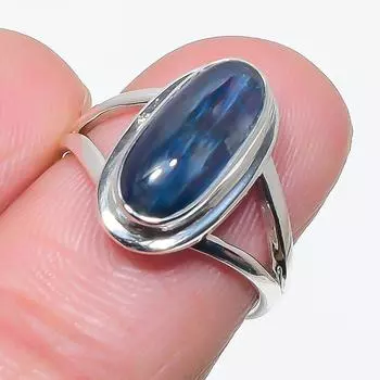 Natural Blue Kyanite Gemstone Handmade 925 Solid Silver Jewelry Ring Size 6 w7B72