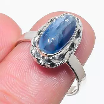 Natural Blue Kyanite Gemstone Handmade 925 Solid Silver Jewelry Ring Size 8 r6y80