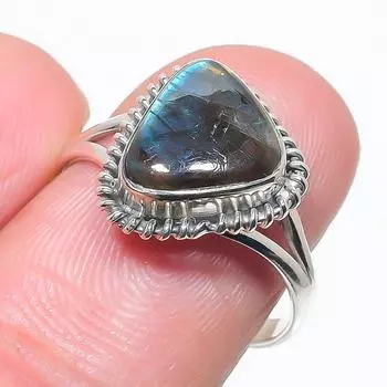 Natural Blue Kyanite Gemstone Handmade 925 Solid Silver Jewelry Ring Size 8 H8U02