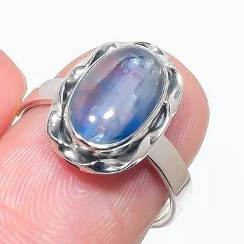 Natural Blue Kyanite Gemstone Handmade 925 Solid Silver Jewelry Ring Size 7 z1y50