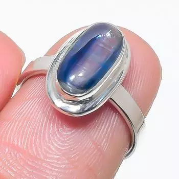 Natural Blue Kyanite Gemstone Handmade 925 Solid Silver Jewelry Ring Size 6 c7B90