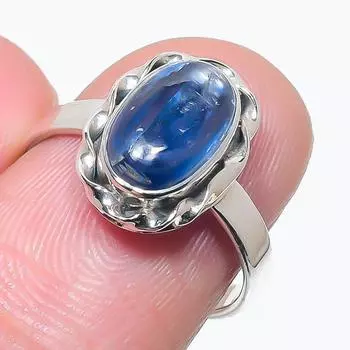 Natural Blue Kyanite Gemstone Handmade 925 Solid Silver Jewelry Ring Size 7 p5c74