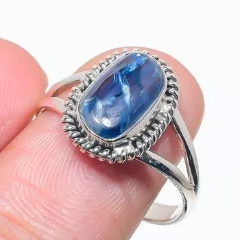 Natural Blue Kyanite Gemstone Handmade 925 Solid Silver Jewelry Ring S.10 z6q16