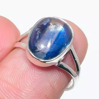 Natural Blue Kyanite Gemstone Handmade 925 Solid Silver Jewelry Ring Size 7 f3b81