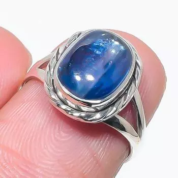 Natural Blue Kyanite Gemstone Handmade 925 Solid Silver Jewelry Ring Size 6 s6F44
