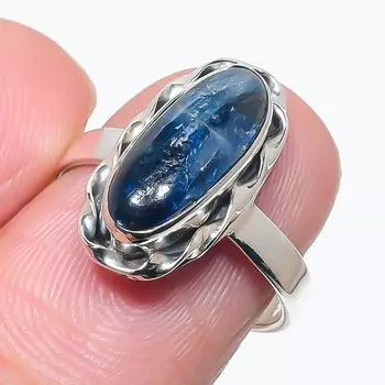 Natural Blue Kyanite Gemstone Handmade 925 Solid Silver Jewelry Ring Size 7 Z3i37