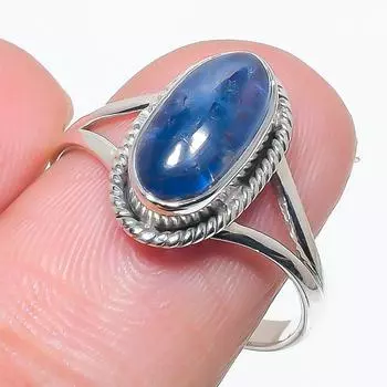 Natural Blue Kyanite Gemstone Handmade 925 Solid Silver Jewelry Ring Size 9 A5q63