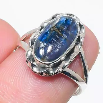Natural Blue Kyanite Gemstone Handmade 925 Solid Silver Jewelry Ring Size 6 L8L69