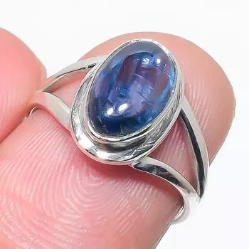 Natural Blue Kyanite Gemstone Handmade 925 Solid Silver Jewelry Ring Size 6 d7J87