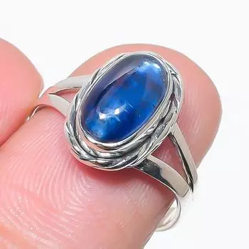 Natural Blue Kyanite Gemstone Handmade 925 Solid Silver Jewelry Ring Size 7 P2U21