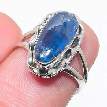 Natural Blue Kyanite Gemstone Handmade 925 Solid Silver Jewelry Ring Size 6 A1u49