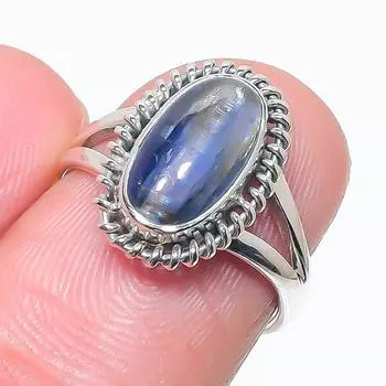 Natural Blue Kyanite Gemstone Handmade 925 Solid Silver Jewelry Ring Size 6 j7Z94