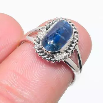 Natural Blue Kyanite Gemstone Handmade 925 Solid Silver Jewelry Ring Size 6 T9H02