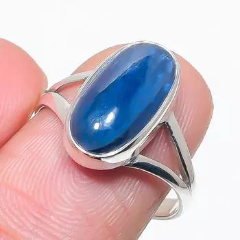 Natural Blue Kyanite Gemstone Handmade 925 Solid Silver Jewelry Ring Size 8 D2m43