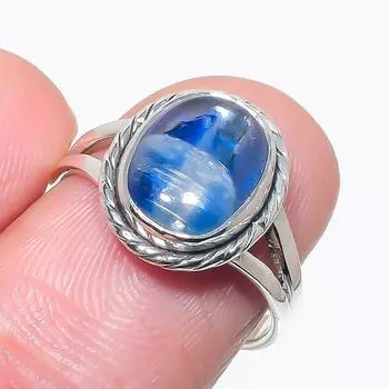 Natural Blue Kyanite Gemstone Handmade 925 Solid Silver Jewelry Ring Size 7 a9t29