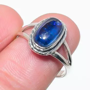 Natural Blue Kyanite Gemstone Handmade 925 Solid Silver Jewelry Ring Size 8 d8l73