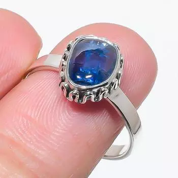 Natural Blue Kyanite Gemstone Handmade 925 Solid Silver Jewelry Ring Size 9 A6j72