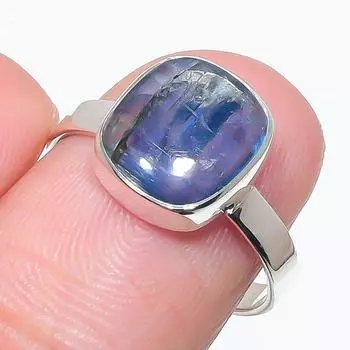 Natural Blue Kyanite Gemstone Handmade 925 Solid Silver Jewelry Ring Size 8 m6e08