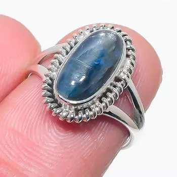 Natural Blue Kyanite Gemstone Handmade 925 Solid Silver Jewelry Ring Size 6 V5t94