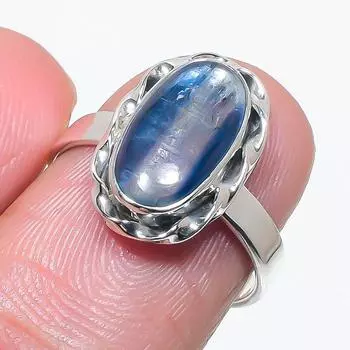 Natural Blue Kyanite Gemstone Handmade 925 Solid Silver Jewelry Ring Size 7 E7V64