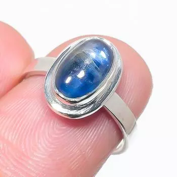 Natural Blue Kyanite Gemstone Handmade 925 Solid Silver Jewelry Ring Size 6 o6J61