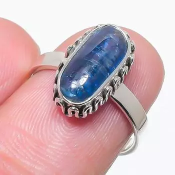 Natural Blue Kyanite Gemstone Handmade 925 Solid Silver Jewelry Ring Size 7 j8D29