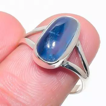 Natural Blue Kyanite Gemstone Handmade 925 Solid Silver Jewelry Ring Size 8 l6n81